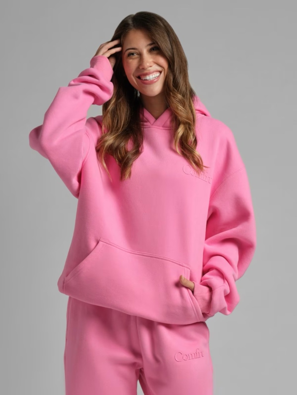 Comfrt Minimalist Hoodie Sorbet Pink Size L